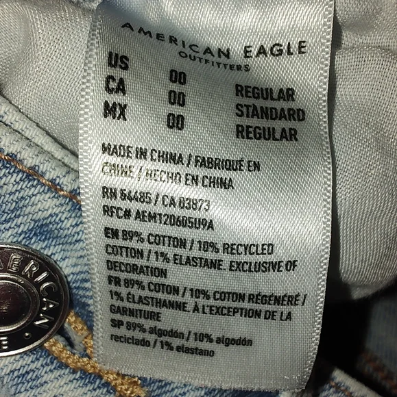 American Eagle Super High-rise Ankle StraightDistressed Denim Blue Jeans Size 00 - Picture 10 of 11